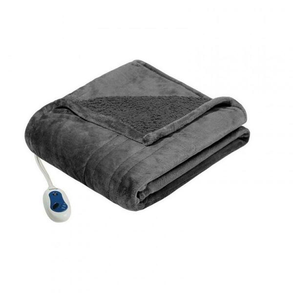 Beautyrest 60 x 70 in. Heated Microlight to Berber Blanket, Grey BR54-0415